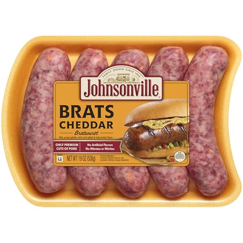 Johnsonville Cheddar Pork Bratwurst Links, 19 oz, (5 Count) Refrigerated
