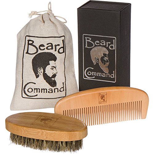 Beard Comb and Brush Set Boar Bristle Beard Brush