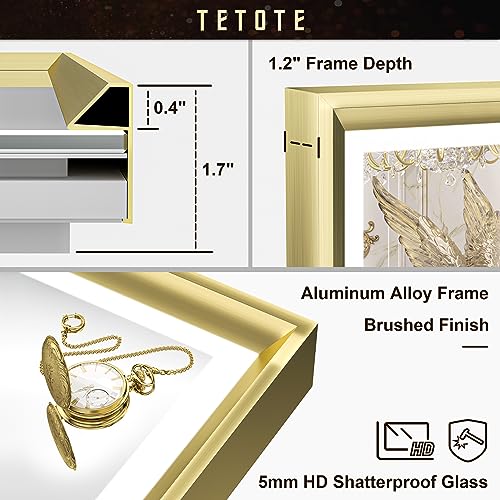 TETOTE 24x36 Gold LED Bathroom Mirror - Frontlit & Backlit, Dimmable, Anti-Fog, Waterproof, Wall Mounted (Horizontal/Vertical)