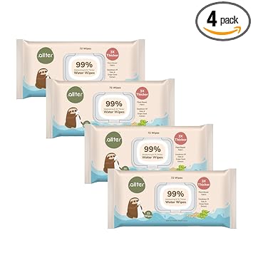 Allter 99% Water Moisturizing Wipes 3X Thickness, 3X Durability || Pack of 4