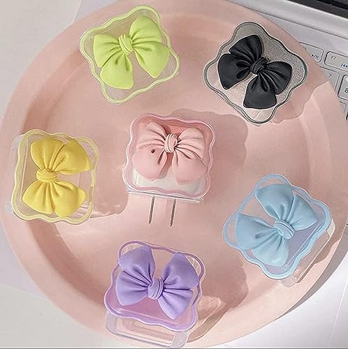 Image of INEFABLE Charger Case Cover Protector with 3D Cute Pattern for iPhone Charger only 18W & 20W, Data Charging Cable Wire Saver Protective Cable Cover Full Protection - Set Of 1 (Purple Bow)