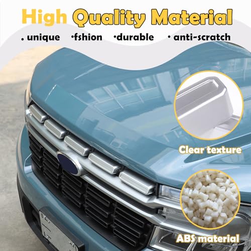 Image of Front Bumper Grille Cover Compatible with Ford Maverick 2022 2023, Car Air Inlet Vent Grille Cover, Grill Grille Inserts Trim Cover (Silver)
