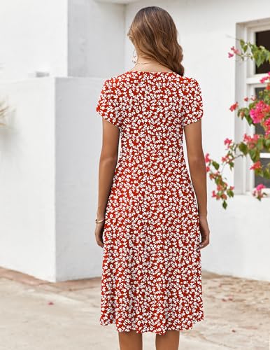 Image of ZEAGOO Womens Casual Dresses for Summer Short Sleeve Flare Midi Dress Loose Flowy Beach Sundress