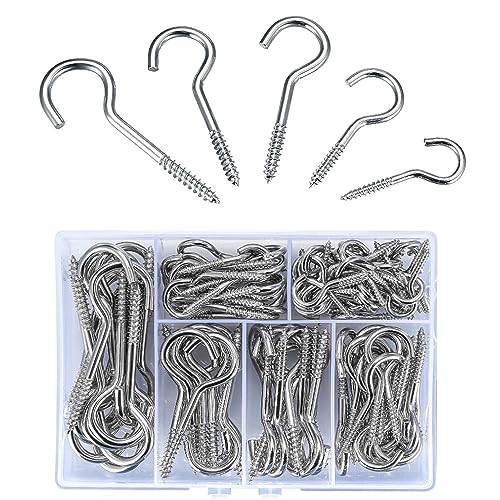 WZHHDM Screw Hooks, Pack of 120 Stainless Steel Screw Hooks, Ceiling Hooks, Screw in Hooks for Hanging Keys, Tea Cups and Christmas Decorations WZHHDM Screw Hooks, Pack of 120 Stainless Steel Screw Hooks, Ceiling Hooks, Screw in Hooks for Hanging Keys, Tea Cups and Christmas Decorations