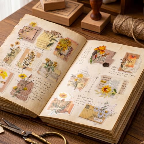 Image of Pengxiaomei 210 Pieces Flower Stickers, Scrapbooking Stickers Self-Adhesive Bible Flower Scrapbooking Supplies Journal for DIY Craft, Planners, Journal, Notebook Card