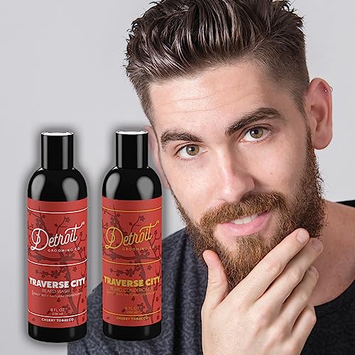 Detroit-Grooming-Co-Complete-Grooming-Fathers-Day-Gifts-for-Dad-Beard-Wash-Conditioner-Beard-Butter-and-Beard-Oil-Cherry-Tobacco-Scent-Traverse-City