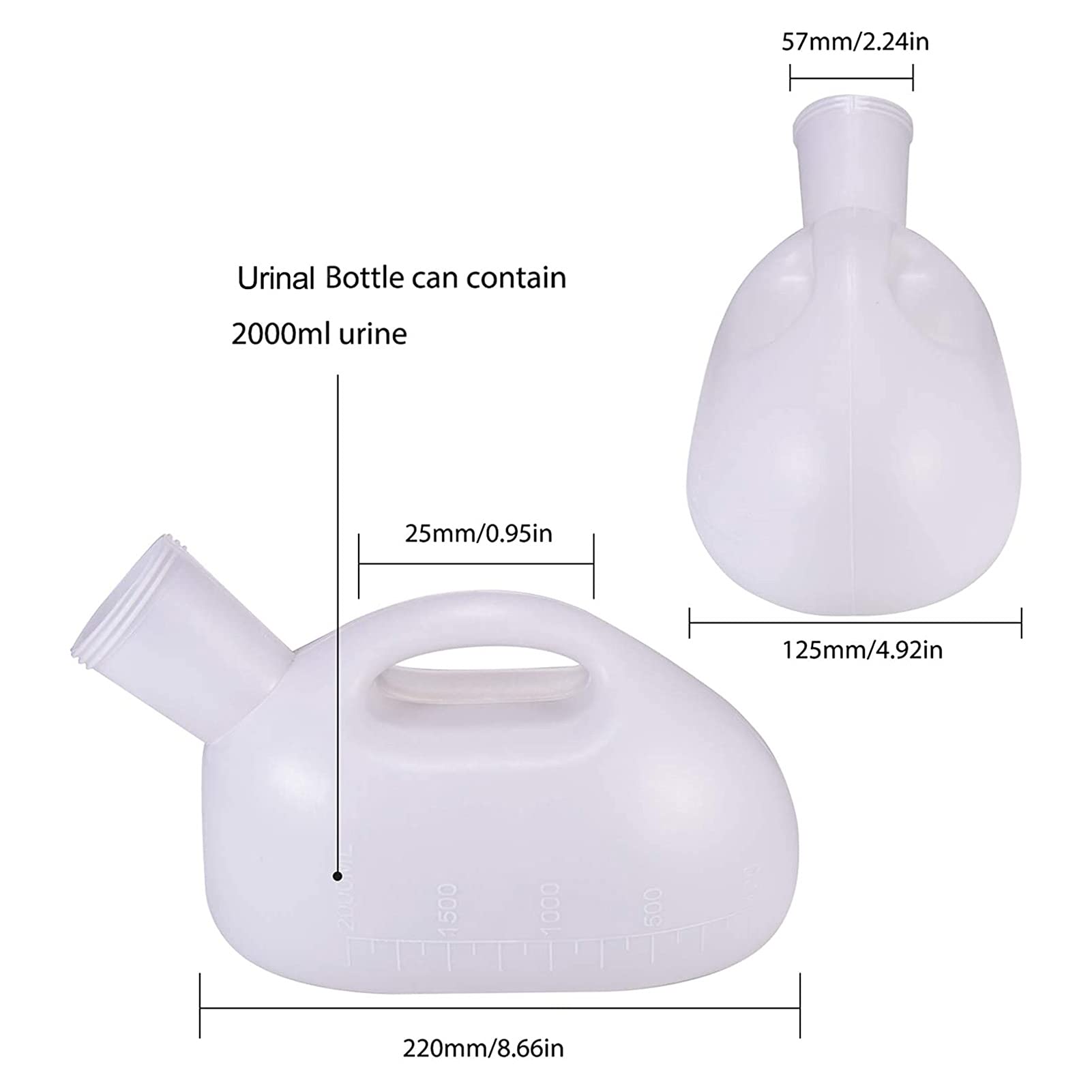 YNGJUENCP Men Reusable Pee Jug Male Urine Tube with Lid Portable Thicken Men's Potty 2000ml for Camping Car Travel Toilet Universal Urinals(White)