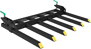 Clamp on Debris Forks to 60" Bucket, Heavy Duty Clamp-On Pallet Fork 4000 lbs Capacity Attachments Fit for Loader Bucket Skidsteer Tractor