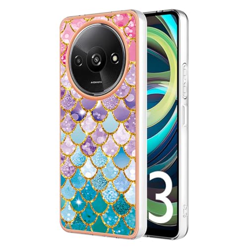 SEAHAI Cover per Xiaomi Redmi A3, Custodia Protettiva Ultra Sottile ed Elegante in Silicone TPU Flessibile, Glitter Modelli Colorful Cover Antiurto Case - Colore Squama
