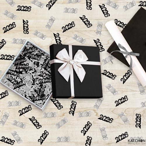 Image of KatchOn, Black and Silver 2026 Confetti - Pack of 500 | Graduation Confetti 2026, Balck and Silver Grad Party Supplies 2026, Graduation Decorations 2026, 2026 Graduation Table Decorations