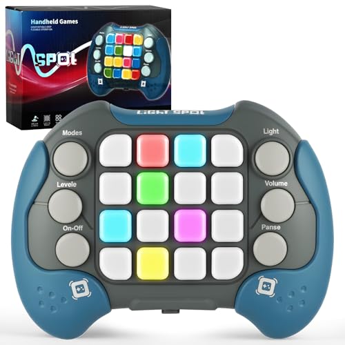 AYESY - AYESY Quick Push Pop Game, Fidget Jeu Électronique Console de Jeu Portable Jouets Antistress Speed Push Light Up Fidget Éducative Gamepad Toys pour Garçons Filles Adolescents, Bleu Gris