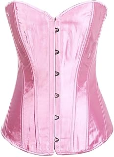 Corset Mujer,Corsé De Satén Sencillo De Talla Grande para Mujer, Top con Cordones Y Ballenas, Lencería Gótica con Realce De Cintura Y Busto Alto, Ropa Moldeadora para Salir, Fiestas Y Clubes.