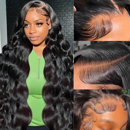 Qiikota 30 Inch Body Wave Human Hair Wig 13x6 Lace Front Wig 200% Density Natural Looking Long Wavy Transparent Lace Wigs For Women for Daily Work Party Wedding Cosplay