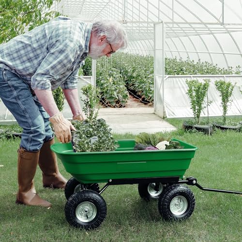 Wiltec Gartenwagen mit Kippfunktion bis 240 kg, Handwagen mit 75 l Volumen, Bollerwagen für Gartenarbeit, Handkarren für u. a. Rasen, Kies u. Schlamm