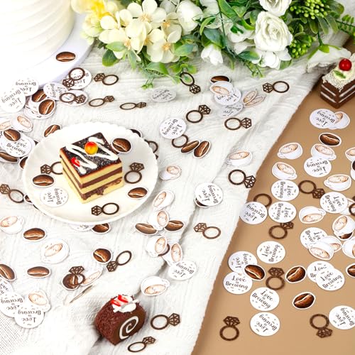 Image of Coffee Bridal Shower Decorations - 200PCS Coffee Confetti, Love is Brewing Bridal Shower Decorations, Cafe Table Decorations for Love is Brewing Wedding Shower Engagement Party (Pack of 3)