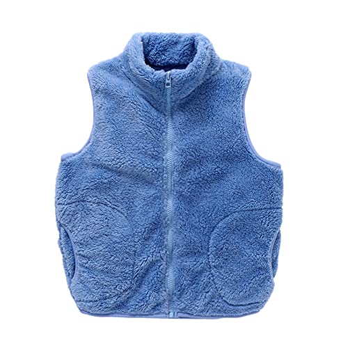 Betadog Toddler Kids Boys Girls Warm Fleece Vest, Sweater Solid Color Zipper Sleeveless Jacket for (Blue, 11-12 Years)
