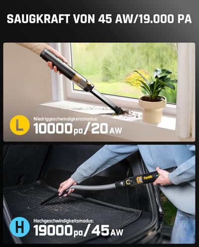 Fanttik Slim V10 APEX Kabelloser 4-in-1 Auto & Tragbarer Mini-Handstaubsauger, 19 kPa Saugkraft, Smarter Digitalanzeige, 2 Saugmodi für kleine Reinigungsarbeiten, Auto, Bürotisch, Tastaturen (Schwarz) 6
