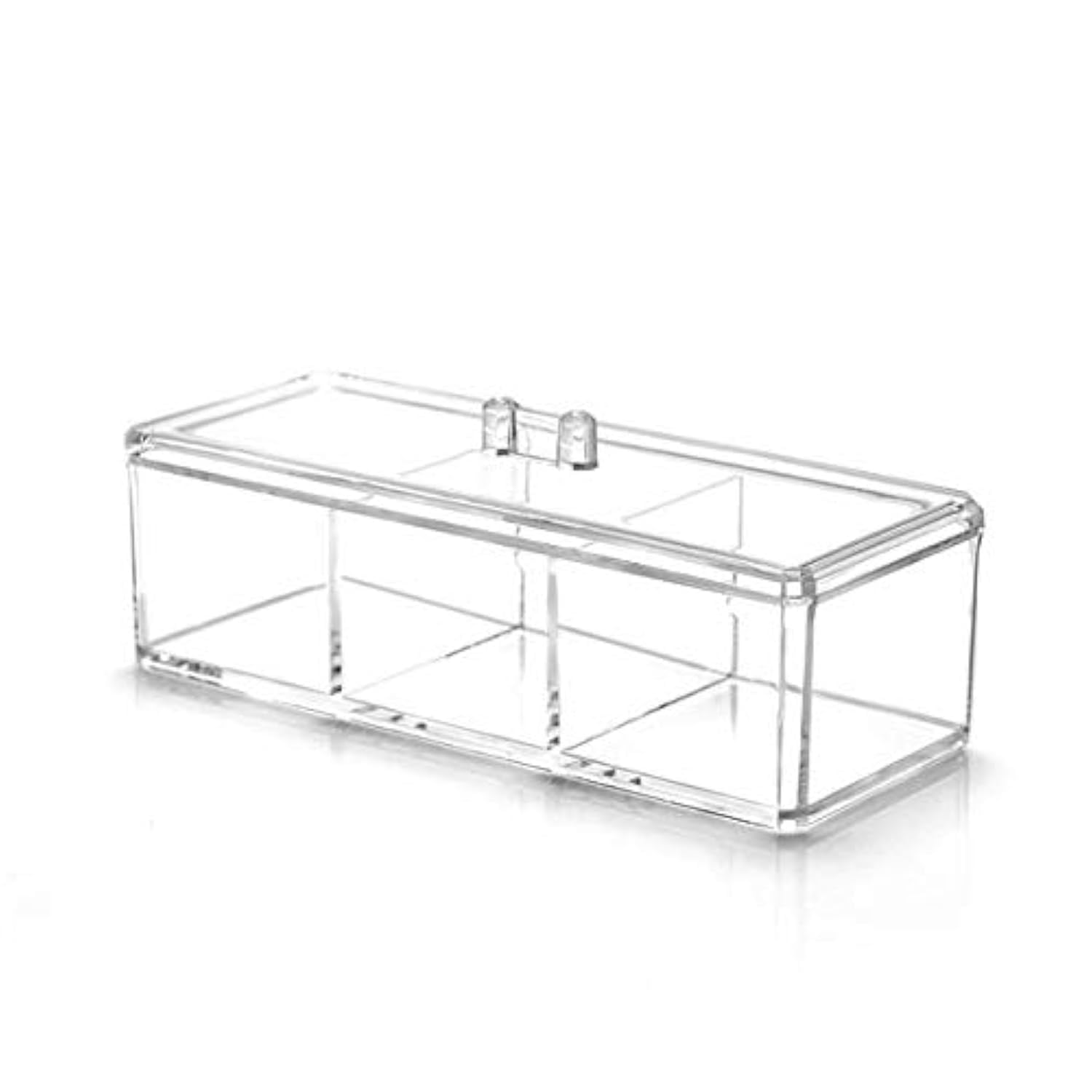 KW Collection Square Acrylic Cotton Ball Pads Gauze Swab Holder Organizer Q-tip Dispenser Storage Canister Bathroom Container Flossers Box Case (