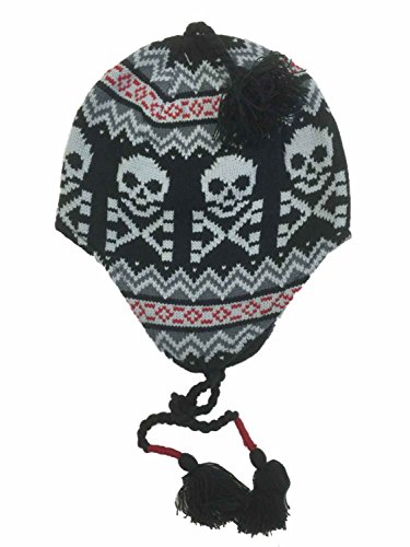 Ben Berger Boys Black Gray & Red Skull Print Trapper Hat Skulls & Crossbones