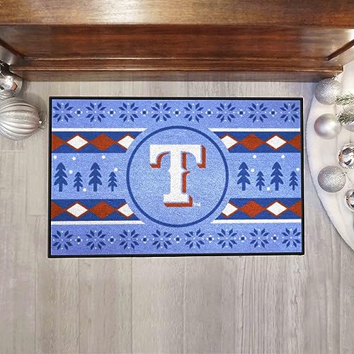 FANMATS 29117: Texas Rangers Holiday Sweater Starter Mat Accent Rug - 19in. x 30in.