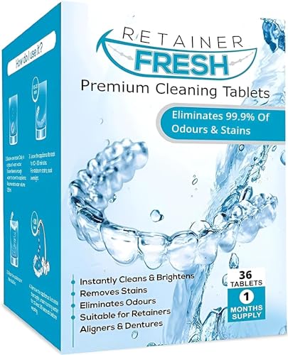 Tabletas limpiadoras de retenedores: 36 tabletas, suministro para 1 mes Mantiene los retenedores,...
