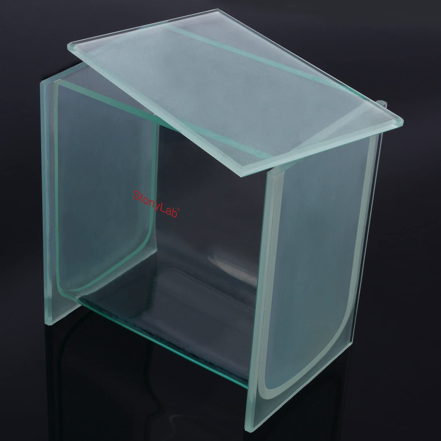 stonylab Serbatoio di Sviluppo TLC, Camera di Sviluppo TLC Cromatografica Quadrata in Vetro Borosilicato Resistente con Coperchio per la Ricerca di Laboratorio, 100 x 100 mm