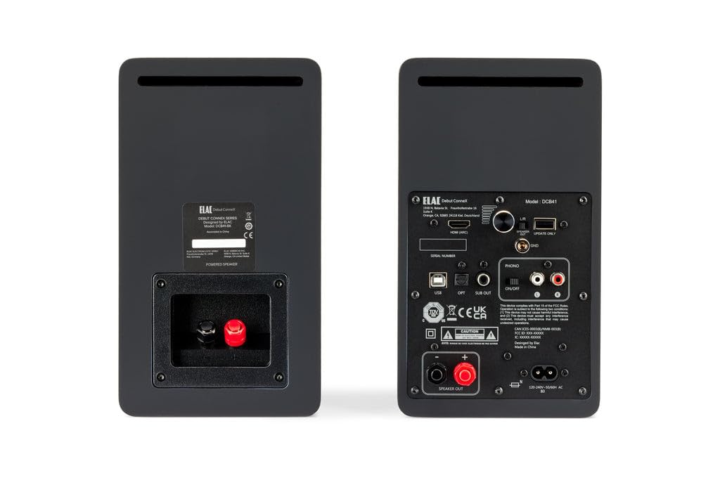 ELAC Kompakt Lautsprecher Debut ConneX DCB41, Boxen für Audiowiedergabe via HDMI, USB, Phono & Bluetooth, exzellenter Klang & hochwertiges Design, 1 Aktivlautsprecher-Set, Schwarz