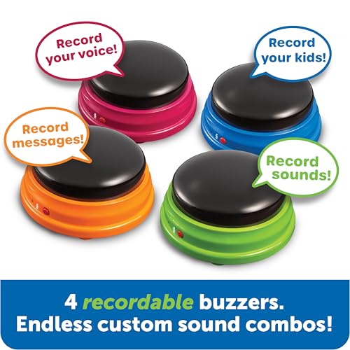 Learning Resources Recordable Answer Buzzers - Classroom Must Haves Supplies, Kids Toys, Sound Effect Button, Family Game Shows For Trivia, Participation Tools Boys and Girls Birthday Gifts by Learning Resources - Image 2