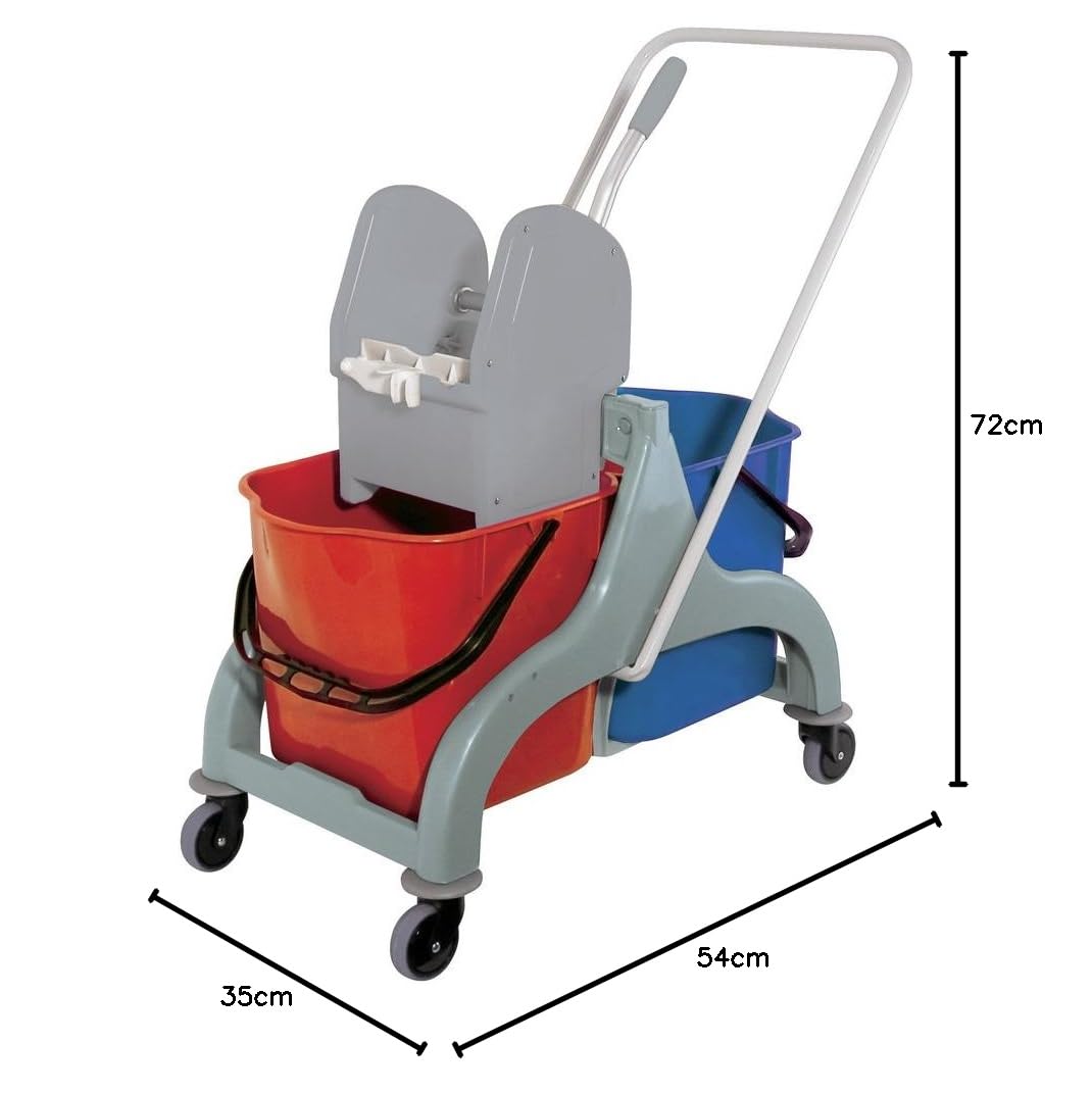 La Briantina Carrello per pulizie professionali 34 litri 2 secchi e strizzatore, Multicolore