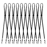10 Pcs Hat Strap Hat Clip for Travel Hats Removable Chin Cord, Windproof Hat Strap Clips Anti-Lost Cap Strap Clips for Golfing Boating Fishing Hat Outdoor(Black)