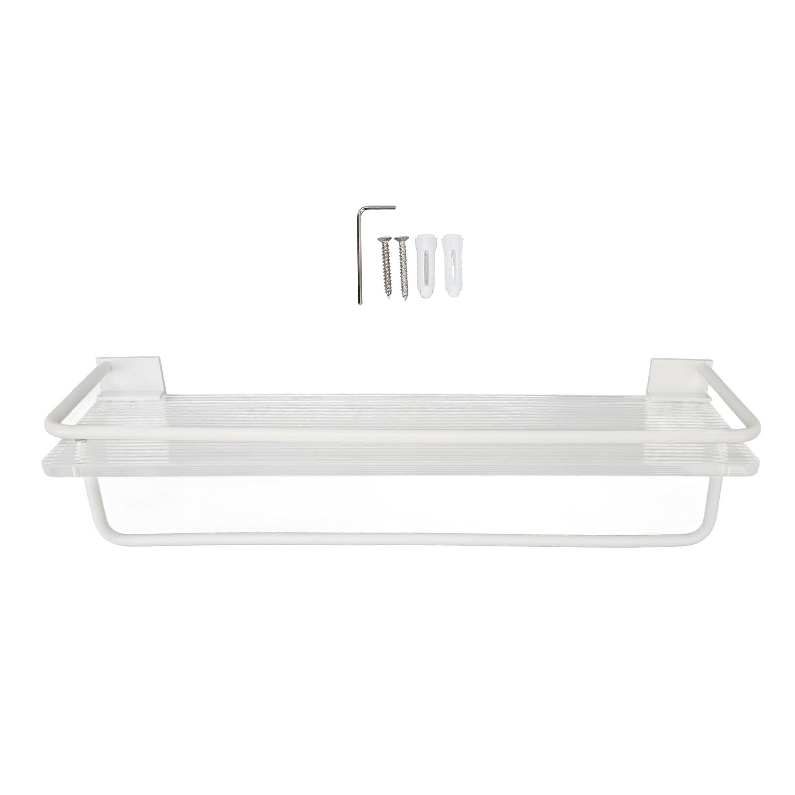 Shower Caddy Wall Mount Organizer Aluminum Cream Style Bathroom Shelves Large Capacity Storage Rack with Towel Hanger Floating