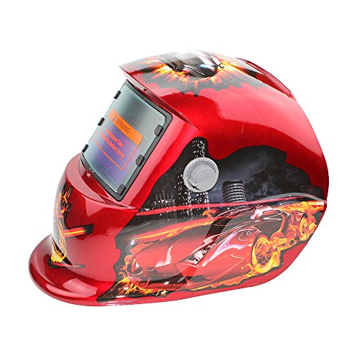 Preisvergleich Produktbild TOPmountain Schweißhelm Auto-Verdunkelung Schweißmaske, Batteriebetriebene Schweißhelm-Schutzausrüstung - Rot Need for Speed