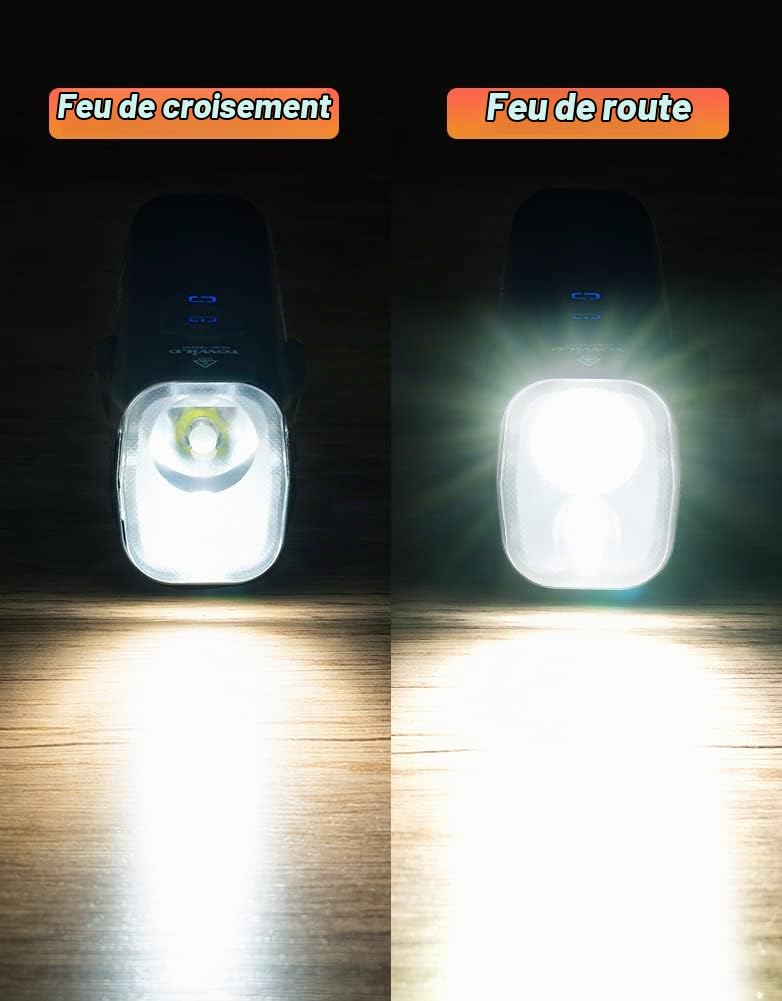 towild DLite1800 Eclairage Velo avec Télécommande sans Fil,Lampe Frontale Vélo 1800 Lumens Phare vélo à Double Source Lumineuse Haut Faisceau et Bas Faisceau Feux vélo Rechargeables 5000mAh pour VTT