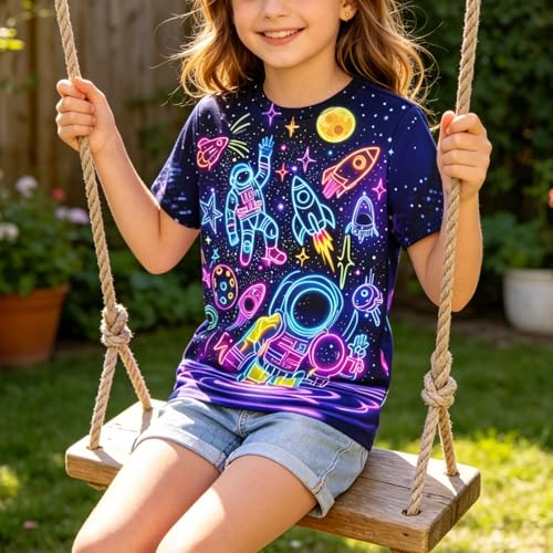 Image of Hgvoetty Boys Girls Graphic T-Shirts Kid 3D Casual Tops Tees for 6-16 Years | Youth Novelty Shirts, Bright Eye-Catching Design, Lightweight and Soft Material, Suit for Daily Sport, Party and School Wear