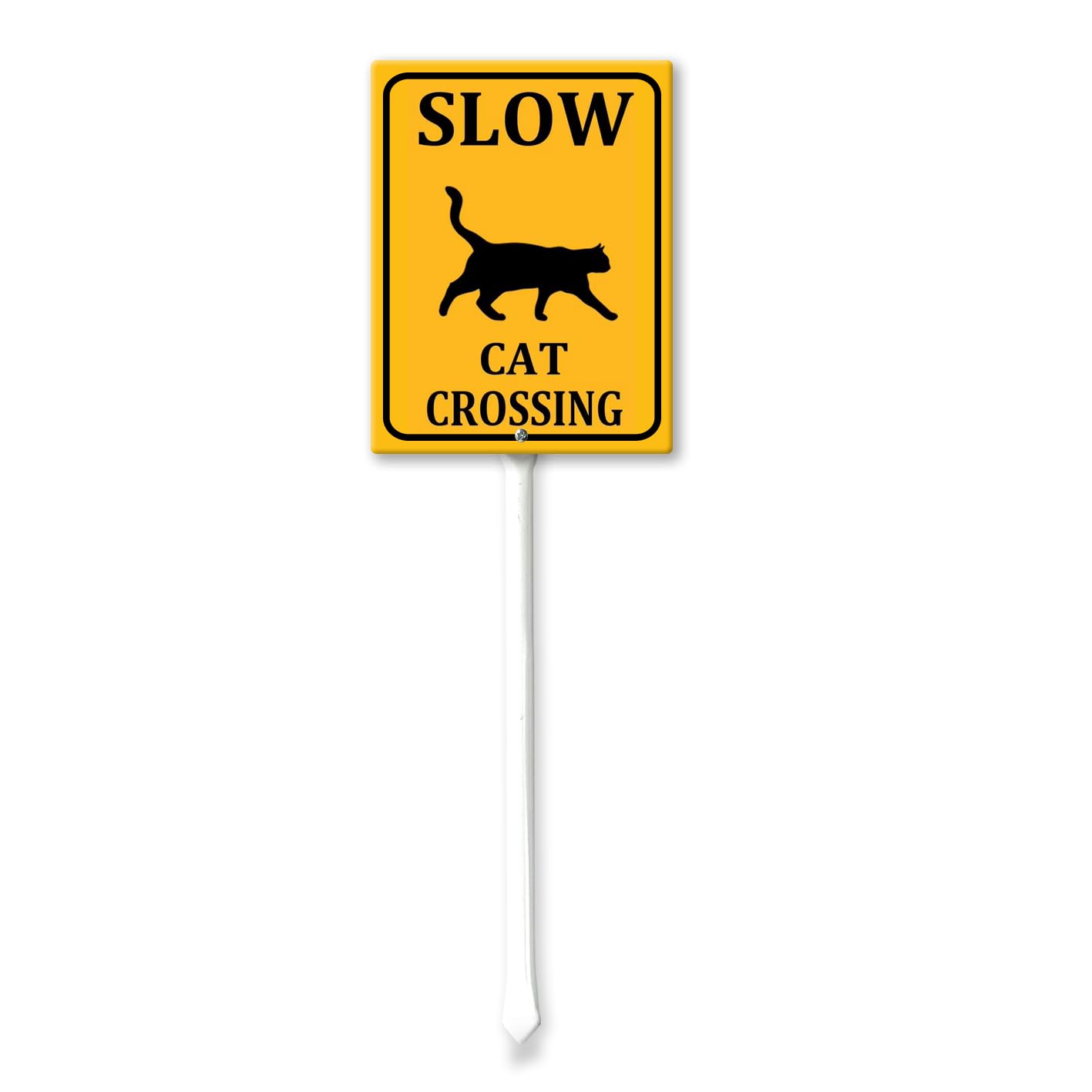 Geroclonup Slow Cat Crossing Sign With Stake For Neighborhoods Yard Farm Aluminium Caution 7x8.8inch Farm Decorations Yard Lawn Walkway Decorations Animal Signs