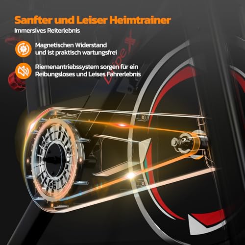 Dripex Heimtrainer Fahrrad mit Magnetischem Widerstand, Indoor Fitnessbike mit 8KG Schwere Schwungrad,Herzfrequenzmonitor&LCD Monitor,Stille Stationäre Fahrräder für zu Hause,Max.150kg – Bild 5