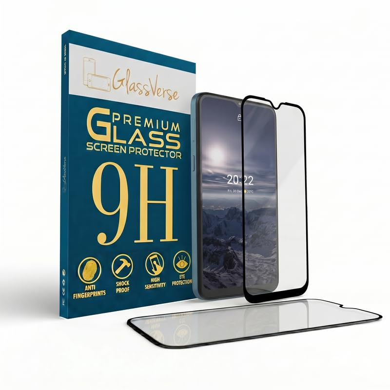 Image of GlassVerse 9H Gorilla Tempered Glass for Nokia C21 Plus | HD Clarity Screen Protector, Ultra Strong 9H Protection, Edge to Edge, Case Friendly, Hassle-less Installation Kit Included. (Pack of 2)