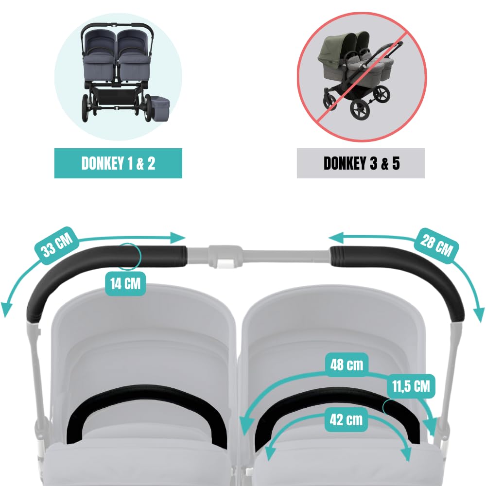 PROTEC TIF | Pack de Housses en Similicuir compatible avec Bugaboo Donkey et Duo | S’Ajustent sur le Caoutchouc d’Origine |