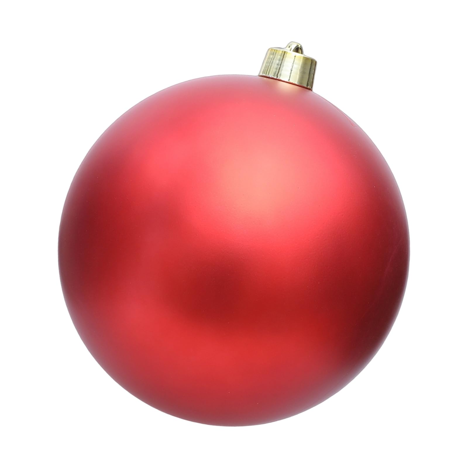 Boule de Noël rouge mat avec capuchon doré pour déco de fête
