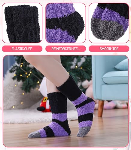 Image of DYW Fuzzy Socks for Women Fluffy Winter Warm Slipper Soft Cozy Home Sleeping Socks 5 Pairs