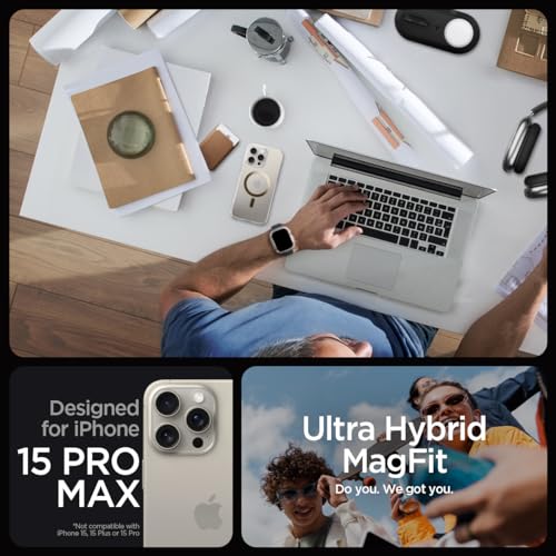 Image of Spigen for iPhone 15 Pro Max Case, Ultra Hybrid MagFit [Anti-Yellowing] [Compatible with Magsafe] - Clear Gold