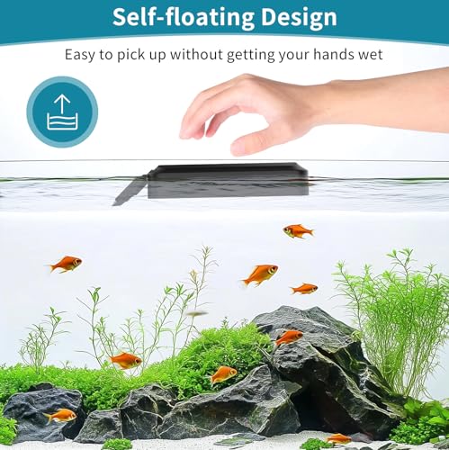 Image of hygger Aquarium Magnet Glass Cleaner, Magnetic Fish Tank Cleaner with 2 Blades For Glass and Acrylic Aquariums, Aquarium Algae Scraper with Super Strong Magnet for Fish Tanks 0.3-0.6Inch Thickness (L)