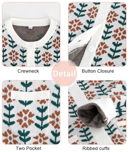 Girls Cardigan Long Sleeve Button Front Sweater Toddler Kids Knit School Uniforms Sweaters with Pockets 3-12 Years
