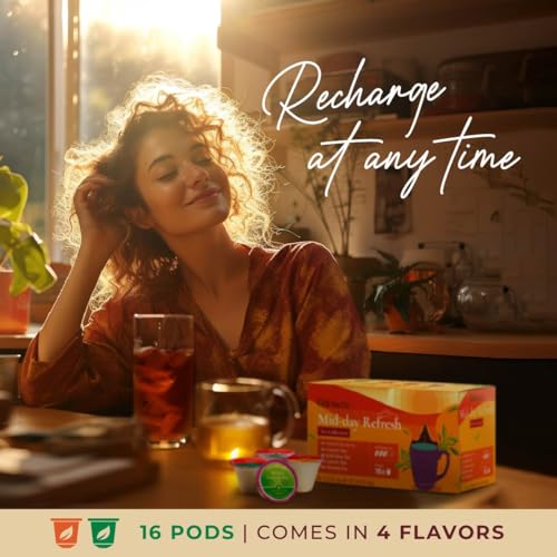Image of Mid-day Refresh Tea Pod Gift Set (16 Count)-4 Flavors Assorted Variety Pack | Ceylon, Lemon, Oolong, Earl Grey - Caffeinated Tea Sampler, Get Well Gifts for Energy, Enjoy Hot or Iced, Non-GMO