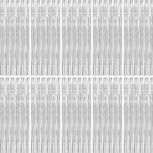BTSD-home Cortina de Flecos Metálica Plata 10 Unidades 244x91 cm miniatura 1
