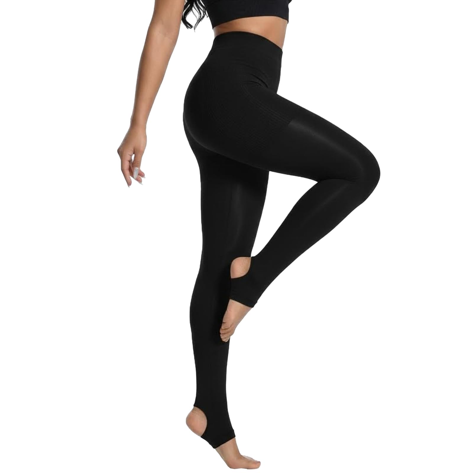 Photo 1 of +MD 15-20mmHg Women's Open Toe Compression Pantyhose Tights Stirrup Compressive Stockings Black M/L
