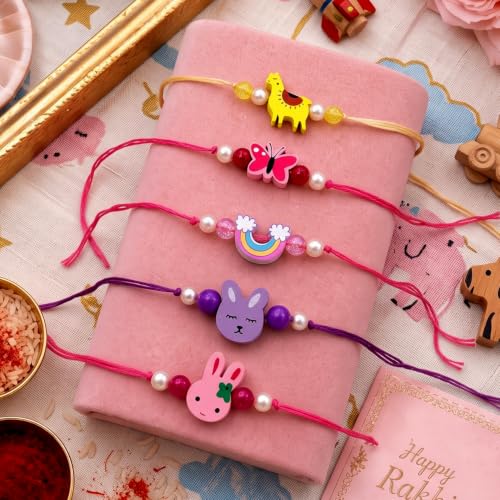 Image of CraftVatika Rakhi for Kids Rakhi Set of 5 for Brother Sister Boys Girls Kids, Rakhis for Rakshabandhan, Designer Thread Raki for Toddlers Children, Rakshabandhan Combo with Best Wishes Card & Tillak