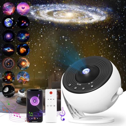 Adiwo Proyector de Cielo Estrellado, 12 Discos Planetarios, Proyector de Ajuste de Rotación de 360°, Luz Nocturna, con Control, Remoto para Dormitorio, Techo, Niños y Adultos