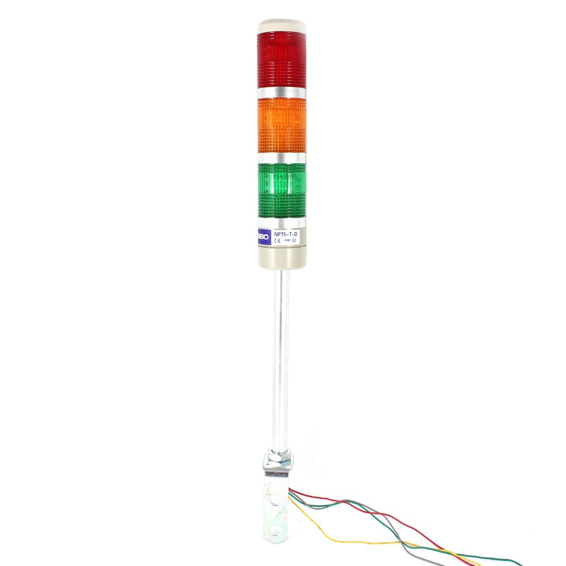 Ruilogod Lámpara LED de señal Verde Rojo Naranja industrial Luz de advertencia de la CA 110V
