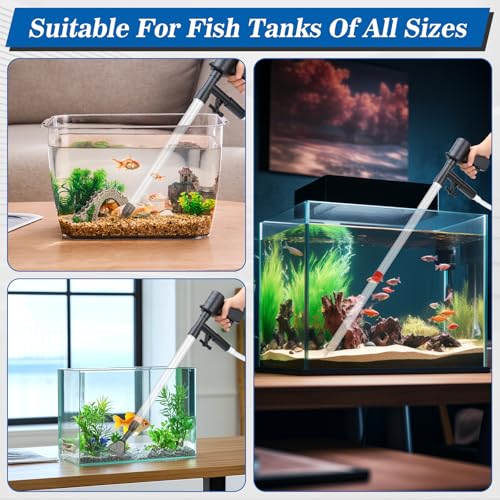 LPZMPZ 4-in-1 Mulmsauger Aquarium Set, Aquarium Sauger Bodengrund Reinigen mit Schlauchklemme, Handpumpe Aquarium Wasserwechsel, Aquarium Bodenreiniger für Wasserwechsel Sandreinigung